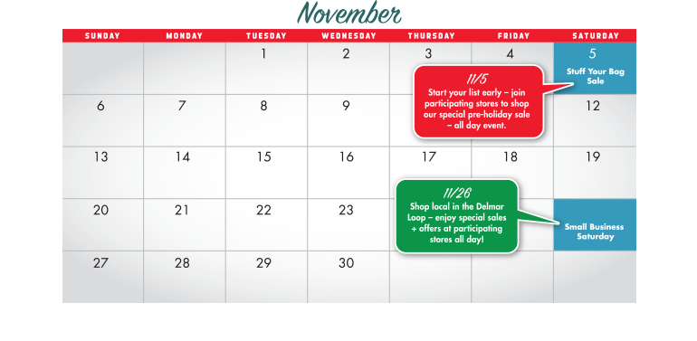 November Loop Holiday Calendar