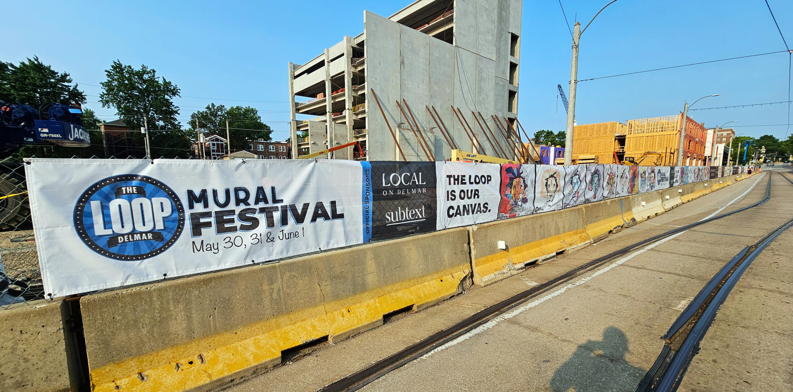 Loop Mural Festival Sponsor Scrim - Subtext & Local on Delmar