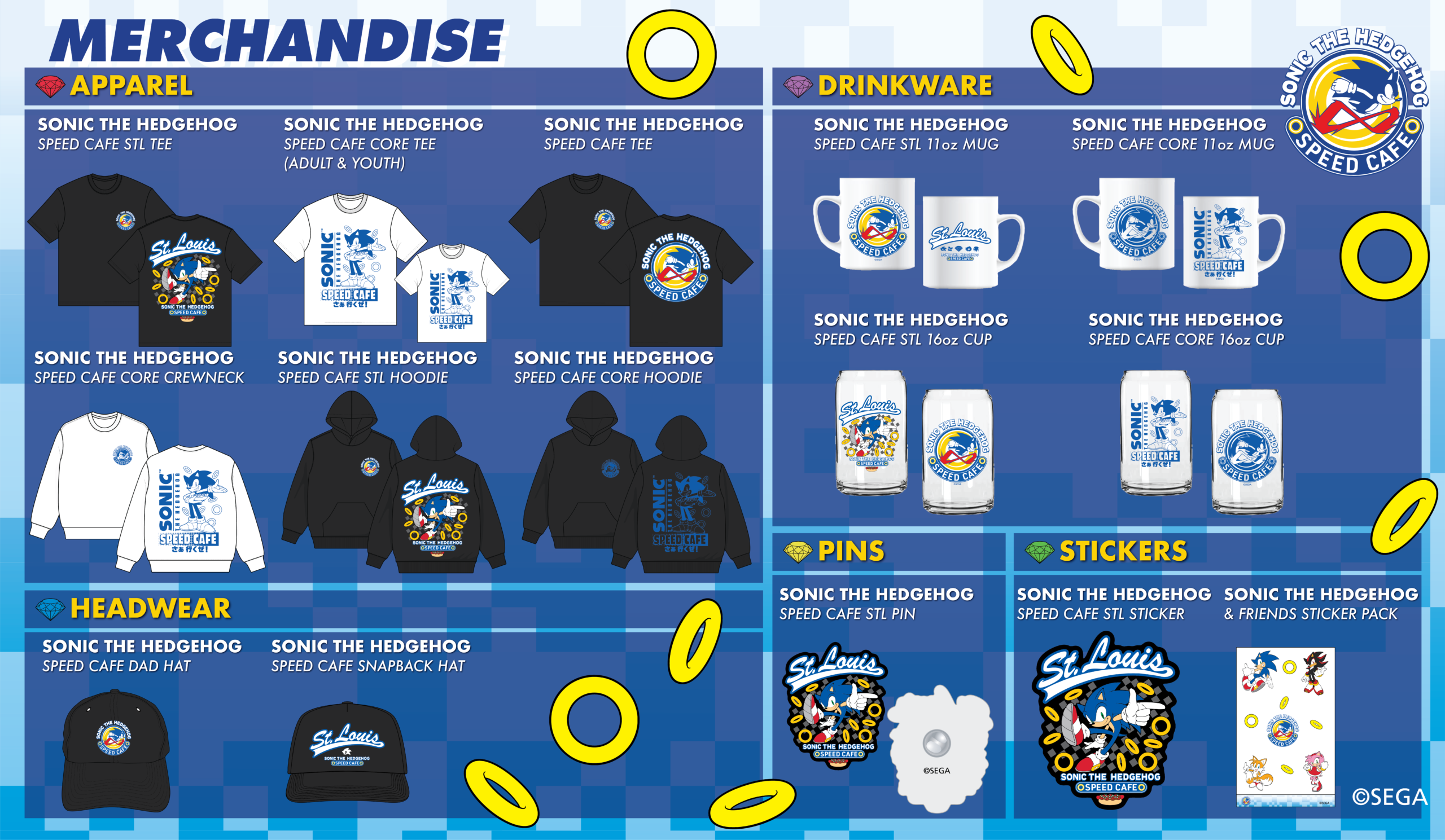 Sonic Speed Cafe merchandise